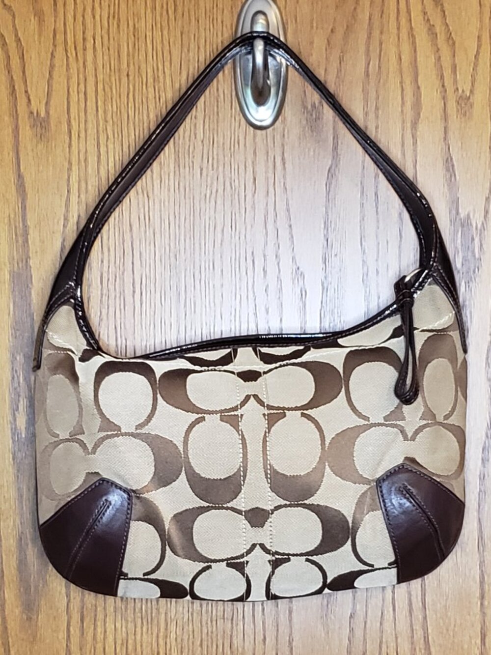 Vintage COACH Y2K Ergo Signature Brown Jacquard Crescent Hobo Leather Bag #11600